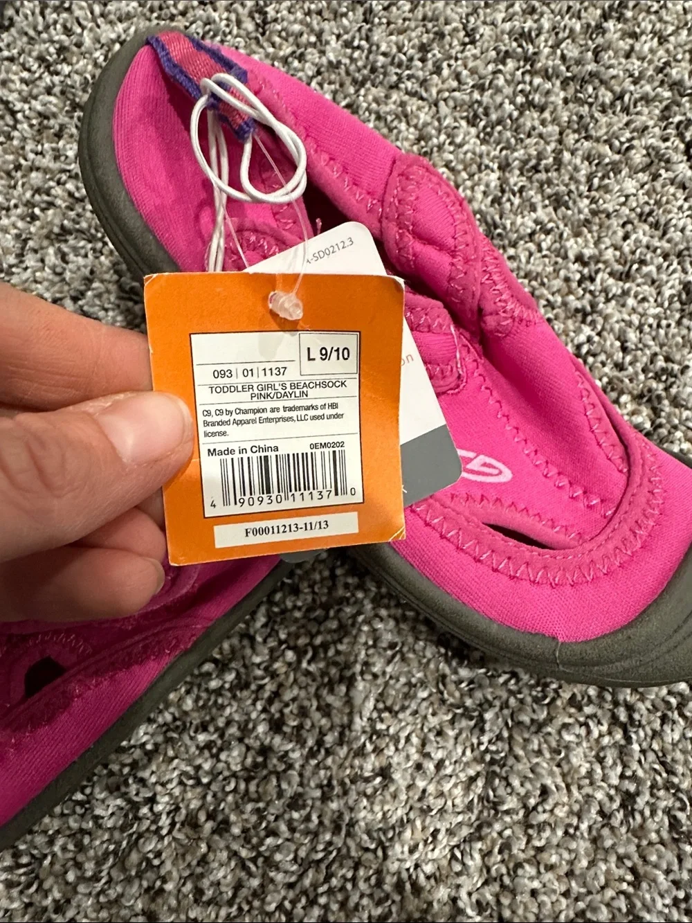 NWT Active toddler girl Hot Pink Water Shoes with Gray Soles